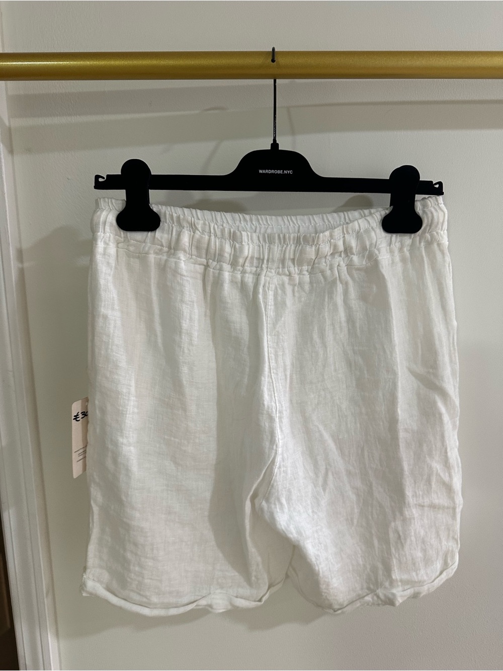 Women’s White Linen Drawstring Bermudas - Picture 2 of 3